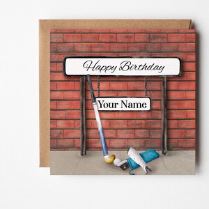 Personalised Hockey Birthday Card, Hockey Themed Card For Him, Personalised Hockey Gift, His Sports Birthday Card, Street Sign Birthday Card