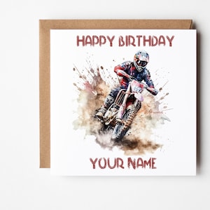 Personalised Motocross Birthday Card, Biker Card, Birthday Card For Boys And Girls, Personalised Birthday Card, Off Road Motocross Gift