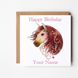 Personalised Birthday Card, Horse Birthday Card, Daughter Card, Granddaughter Birthday, Personalised Pony Birthday Card For Girls, Teenagers