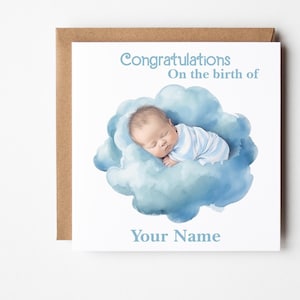 Personalised New Baby Boy Card, Congratulations Card, New Parents, Baby Boy Greetings Card, Congratulations On The Birth Of Your Baby Boy