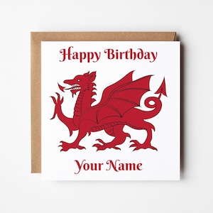 Personalised Birthday Card, Welsh Dragon Birthday Card, Proud To Be Welsh Card, Greeting Card For Birthdays, Welsh Dragon Birthday Card