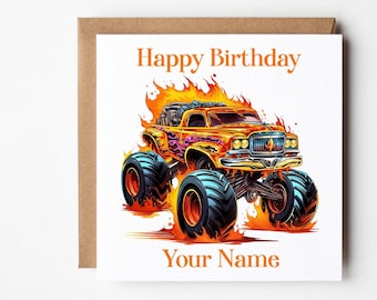 Monster Truck Birthday Card, Monster Truck Birthday Gift, Personalised Monster Truck Card, Boys Monster Truck Card, Girls Birthday Card,