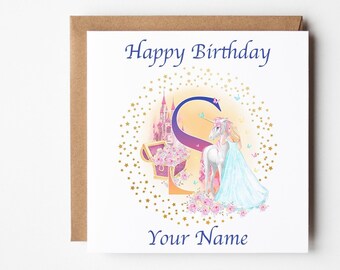 Personalised Unicorn Birthday Card, Princess UnicornCard, Daughter Granddaughter Niece Birthday
