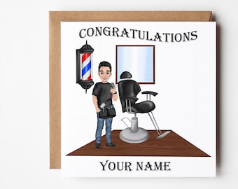 Barber New Job Card, Personalised Card For Hair Stylist, Qualified Hair Apprentice Gift, Newly Qualified Barber Card,  New Barber Gift,