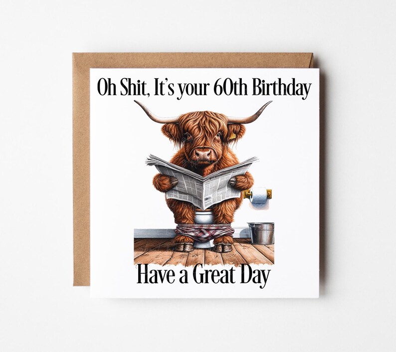 Funny Highland Cow Birthday Card 40th 50th 60th, Rude Birthday Card ...