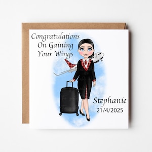 Personalised Flight Attendant Card, Cabin Crew Congratulations Card, Air Hostess Congratulations, New Flight Attendant Congratulations Card