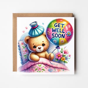 Teddy Bear Get Well Card, Speedy Recovery Card, Thinking Of You Gift