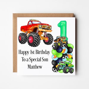 Boys Monster Truck Birthday Card, Personalised Birthday Card, Boys Monster Truck Card, Age Card For Boys, Special Son Card, Card For Nephew