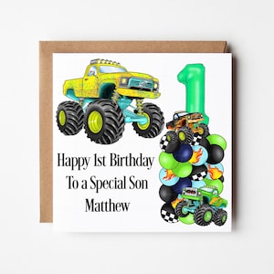 Boys Monster Truck Birthday Card, Personalised Birthday Card, Boys Monster Truck Card, Age Card For Boys, Special Son Card, Card For Nephew