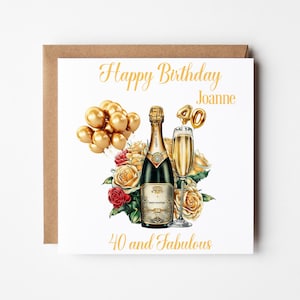 40 And Fabulous Birthday Card, Birthday Card For Her, Golden 40 & Fabulous Card, Personalised 40th Birthday Card, Happy 40th Birthday