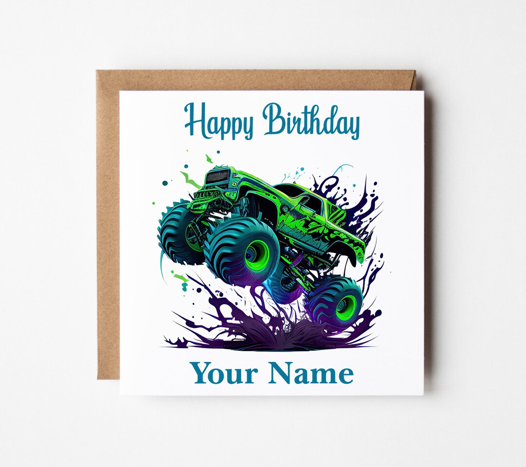 Personalised Monster Truck Birthday Card Truck Card Birthday - Etsy UK