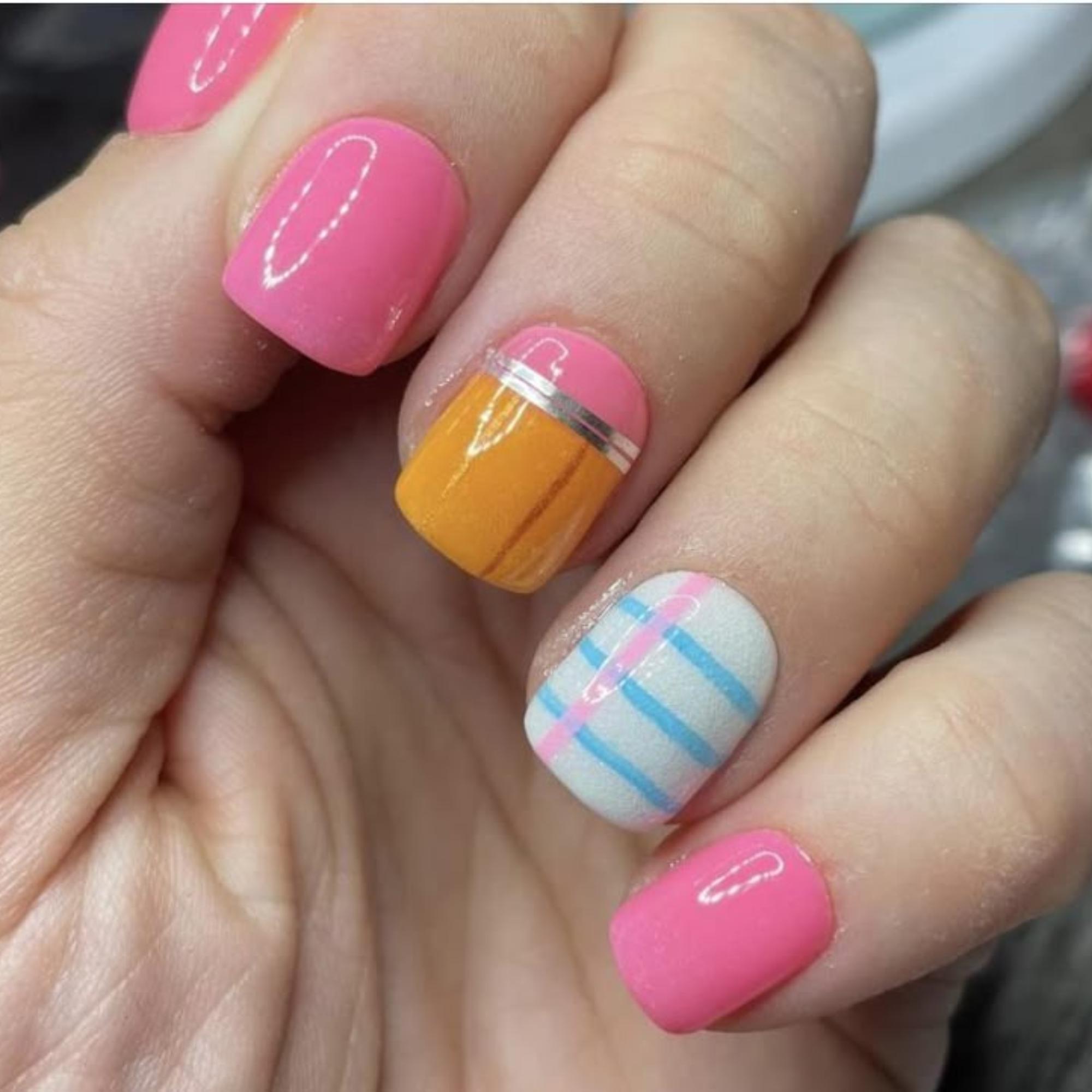 Teacher Press On Nails, Cute Teacher Nails, Back to School Press On Nails, Classroom Theme Nail Set, First Day of School Nails