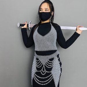 Chainmail Harness: Steel Rings Top & Skirt, Cosplay Costume