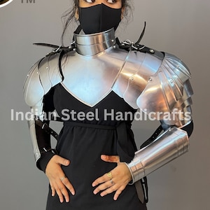 Female Knight Steel Armor: Gorget & Pouldron, SCA LARP Cosplay