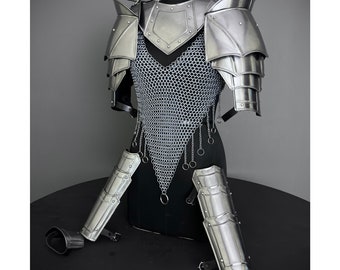 Female Knight Armor: Steel Gorget, Pouldron & Chainmail - SCA LARP Cosplay