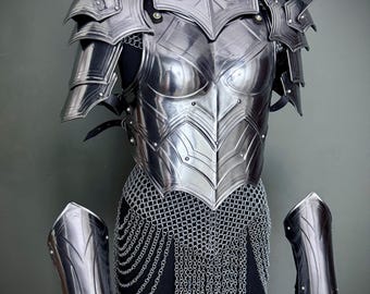 Medieval Steel Cuirass Armor, Women's Cosplay LARP Costume