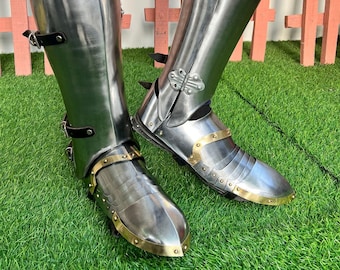 Steel Knight Leg Guard & Sabaton Armor: Functional SCA LARP Cosplay