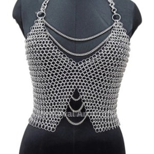 Chainmail, Fantasy/Viking Top/Bra Chainmail Jump Ring Design Cosplay Costume, Festival Renaissance Fair & Collection.