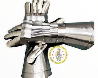Guanteletes de acero de caballero medieval: armadura funcional para LARP