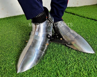Medieval Knight Steel Sabatons: Larp Cosplay Armor, Size 12-13