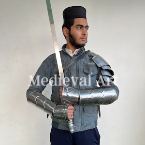 Steel Medieval Knight Armor: Single Shoulder & Bracers, LARP Cosplay