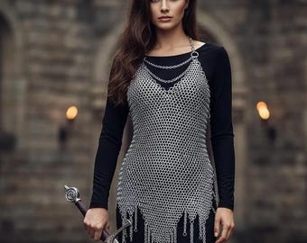 Medieval Steel Chainmail Harness Top,  Costume Armor for Cosplay & LARP, Gift for Women.