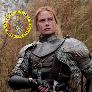 Knight Brave Female Armor, Gorget Pouldron Armor, Cosplay Armor, Sca Armor, Larp Armor, Gift for Women Pouldron Gorget