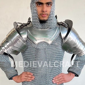 Medieval Knight Pouldron Gorget Armor, Bracers Armor, Larp Armor, Cosplay Armor, Sca Armor, Fantasy Armor, Gift Item for Men/Women