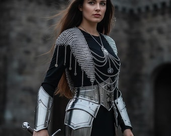 Female Medieval Cuirass Armor with Chainmail | Knight Lady Steel Breastplate for LARP, SCA, Cosplay