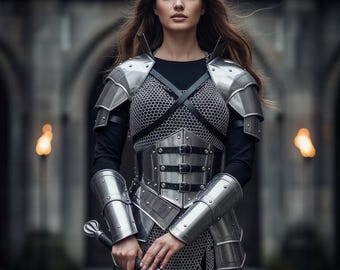 Brave Lady Medieval Cuirass Armor – Steel & Chainmail Cosplay for LARP, SCA, Reenactment