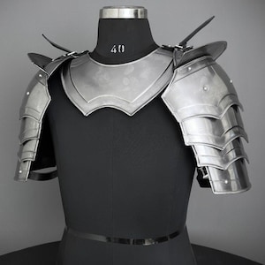Steel Knight Gorget & Pouldron Armor: Medieval LARP Cosplay Costume