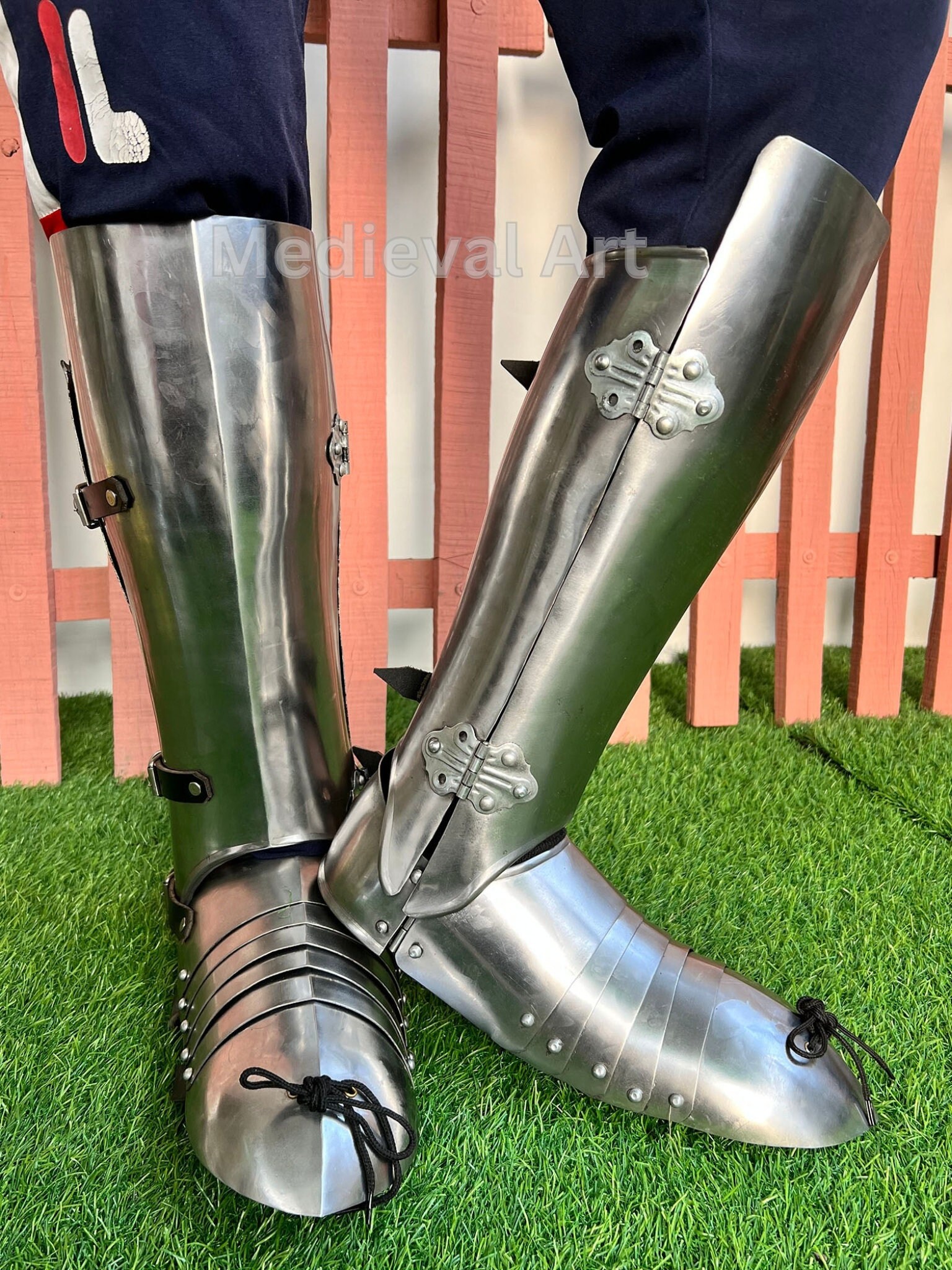 Medieval Knight leg Guard &Sabaton Armor, Larp Armor, Cosplay Armor, functional Armor, Sca Armor, Larp, Gift Item