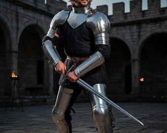 Medieval Knight Steel Armor Set: SCA LARP Cosplay