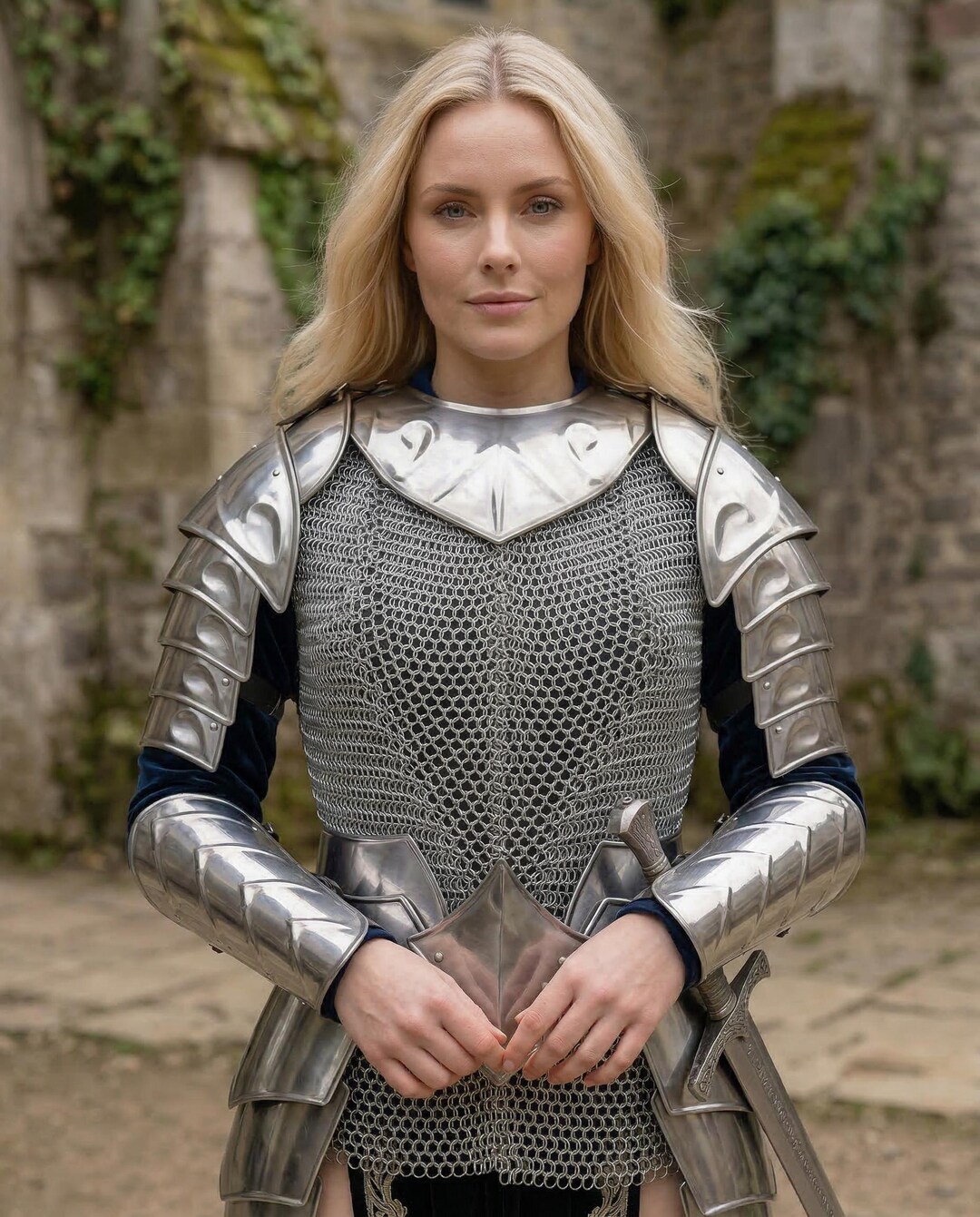 Handmade Steel Chainmail Armor | Knight Hauberk, Pauldrons & Arm Guards ...