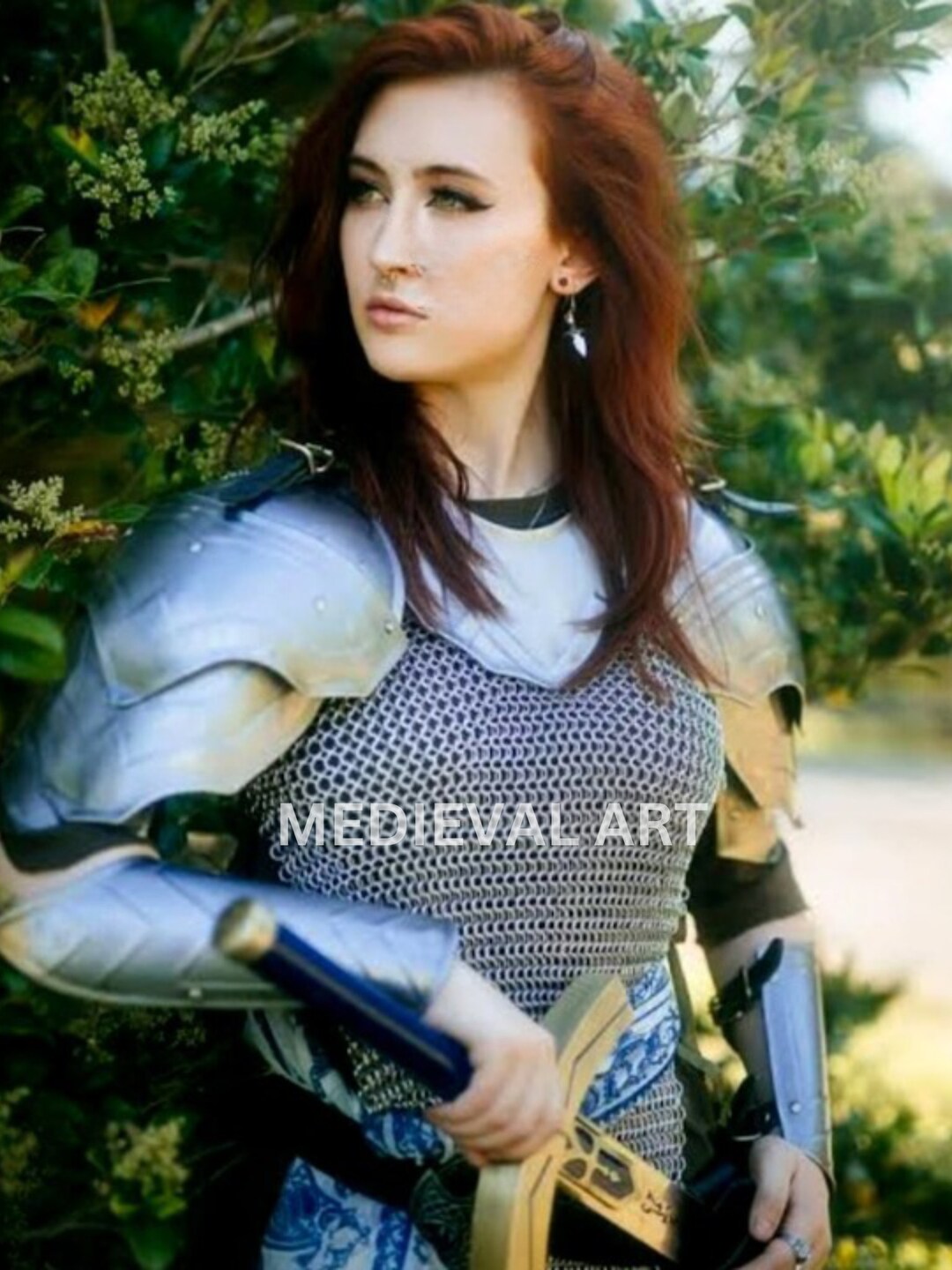 Knight Brave Female Armor Pouldron Armor Cosplay Etsy