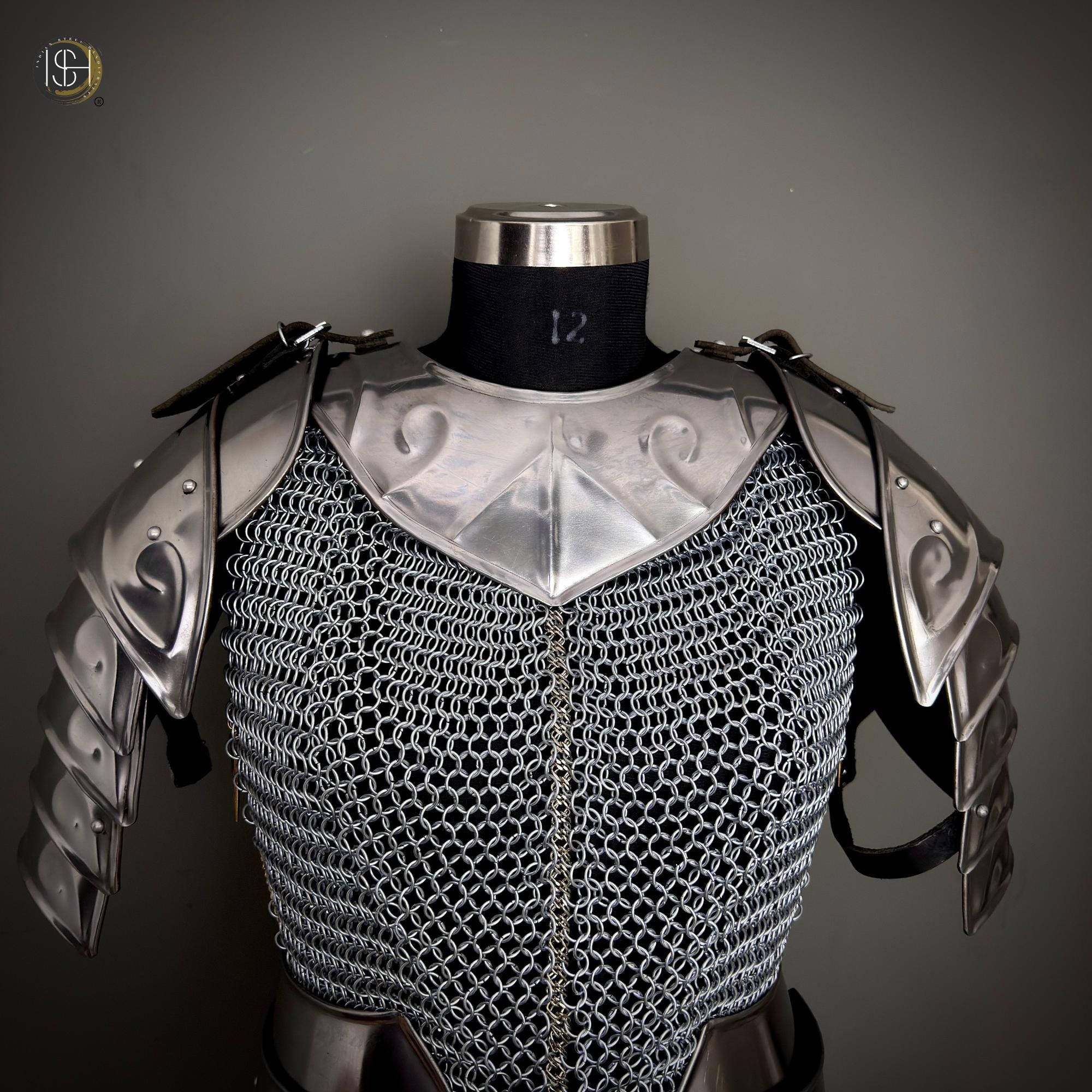 Handmade Steel Chainmail Armor | Knight Hauberk, Pauldrons & Arm Guards ...