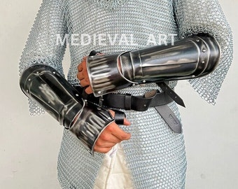 Medieval Pair of Arm Bracers, Larp armor,  fantasy costume, Cosplay Armor, Sca Armor, gift for men/women