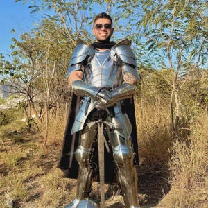 Medieval Knight Steel Armor: Full Leg & Shoulder Bracers, Functional LARP Cosplay image 3