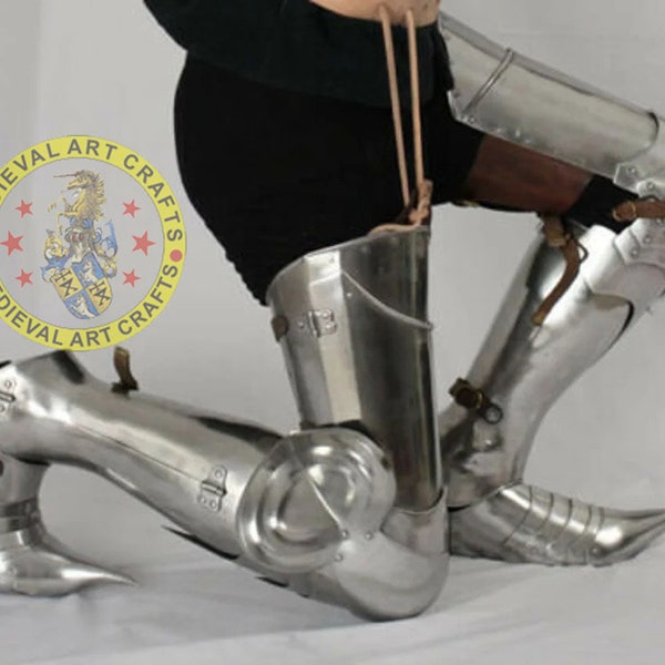 Guardia della gamba del cavaliere medievale e armatura Sabaton, armatura Larp, armatura funzionale, armatura Sca, armatura Cosplay, articoli da regalo