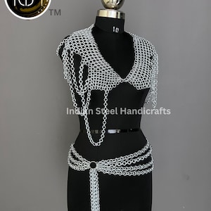 Handmade Steel Chainmail Top & Belt: Viking Ren Faire Costume
