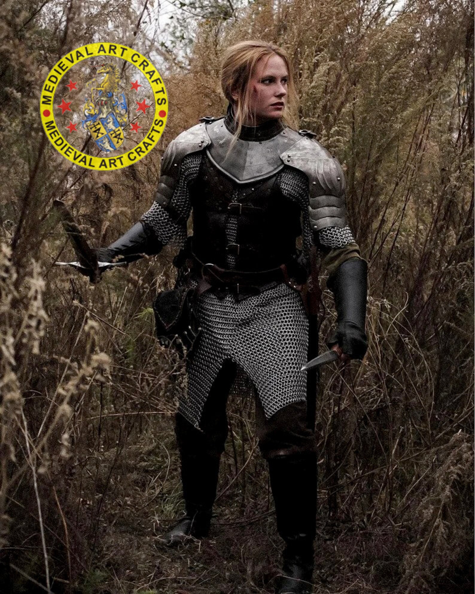 Knight Brave Female Armor Pouldron Armor Cosplay Etsy