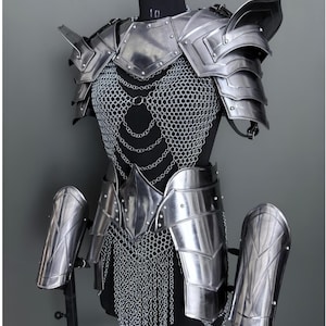 Brave Lady Mittelalter Cuirass Rüstung: Stahl Kettenhemd Cosplay Kostüm, Larp Kostüm.