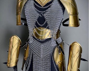 Brave Lady Steel Cuirass Armor: Medieval Chainmail LARP Cosplay