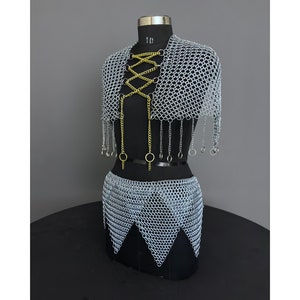 Chainmail Harness Top & Skirt: Steel Rings Costume - SCA LARP Cosplay