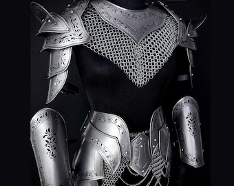 Women's Steel Knight Armor, Medieval Chainmail, Female Warrior Costume, LARP Armor, Renaissance, Cosplay