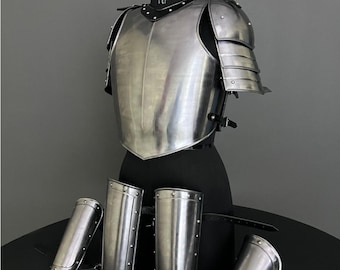 Armadura de caballero medieval: disfraz de acero para cosplay femenino LARP