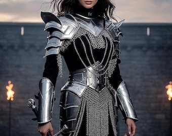 Women's Medieval Knight Armor: Steel Cuirass with Chainmail - LARP Cosplay