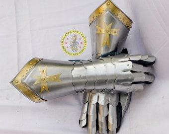 Knight Gauntlet Armor,SCA Armor, functional finger Gloves,  Cosplay, LARP Armor, Christmas Gift