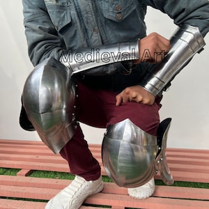 Medieval Knight Knee Armor, Bracers Armor, Larp Armor, fantasy Armor Cosplay Armor, Sca Armor, Gift for Men/Women