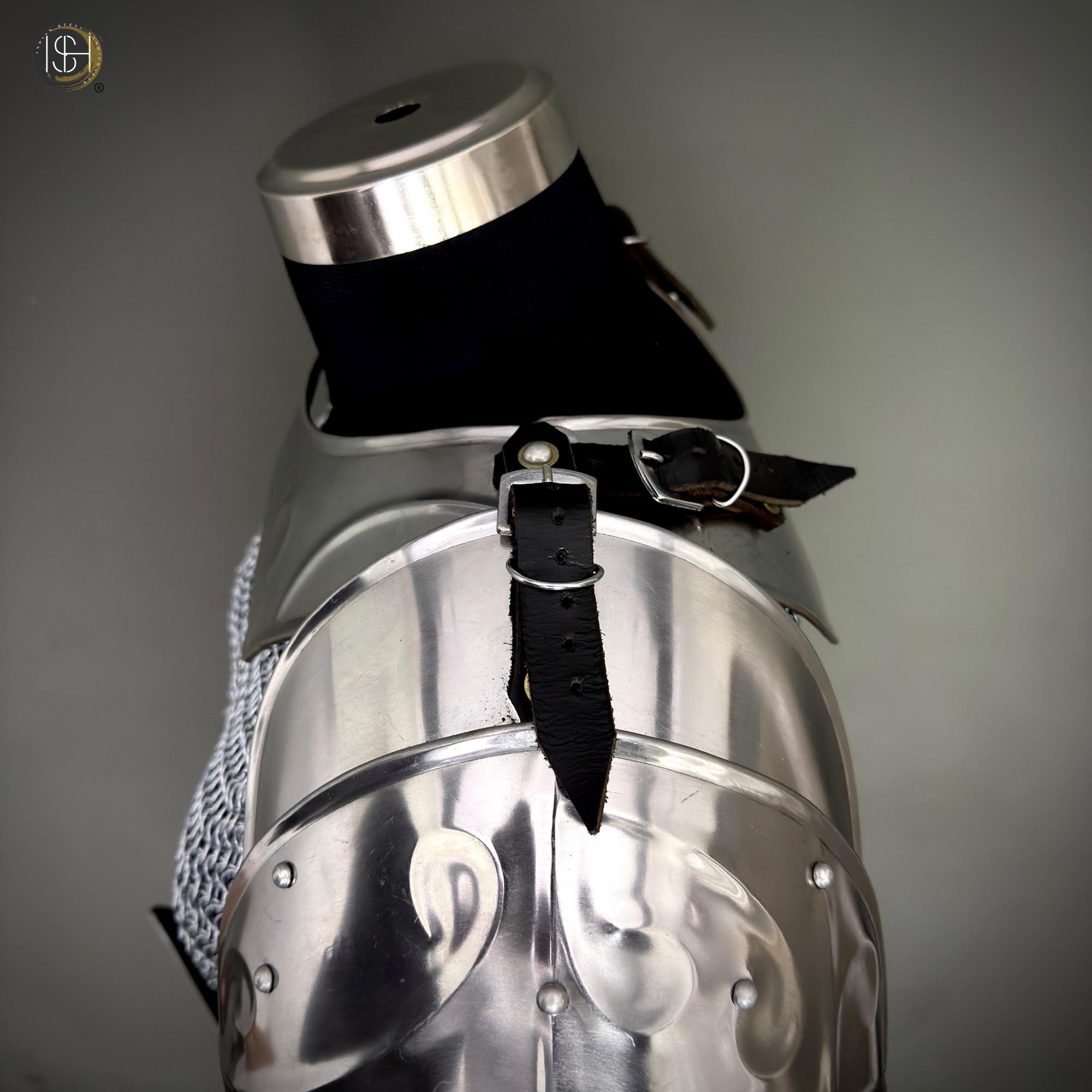 Handmade Steel Chainmail Armor | Knight Hauberk, Pauldrons & Arm Guards ...